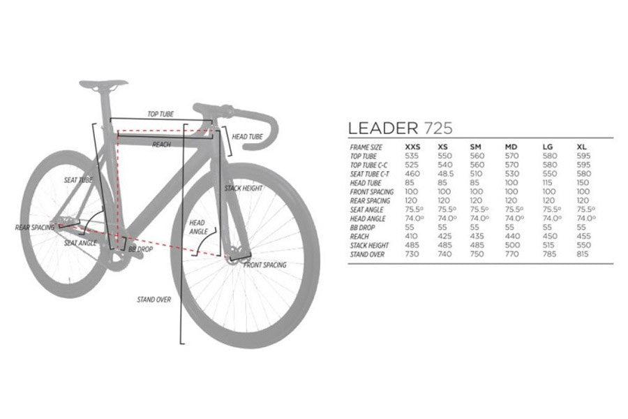 Leader bike size chart sales